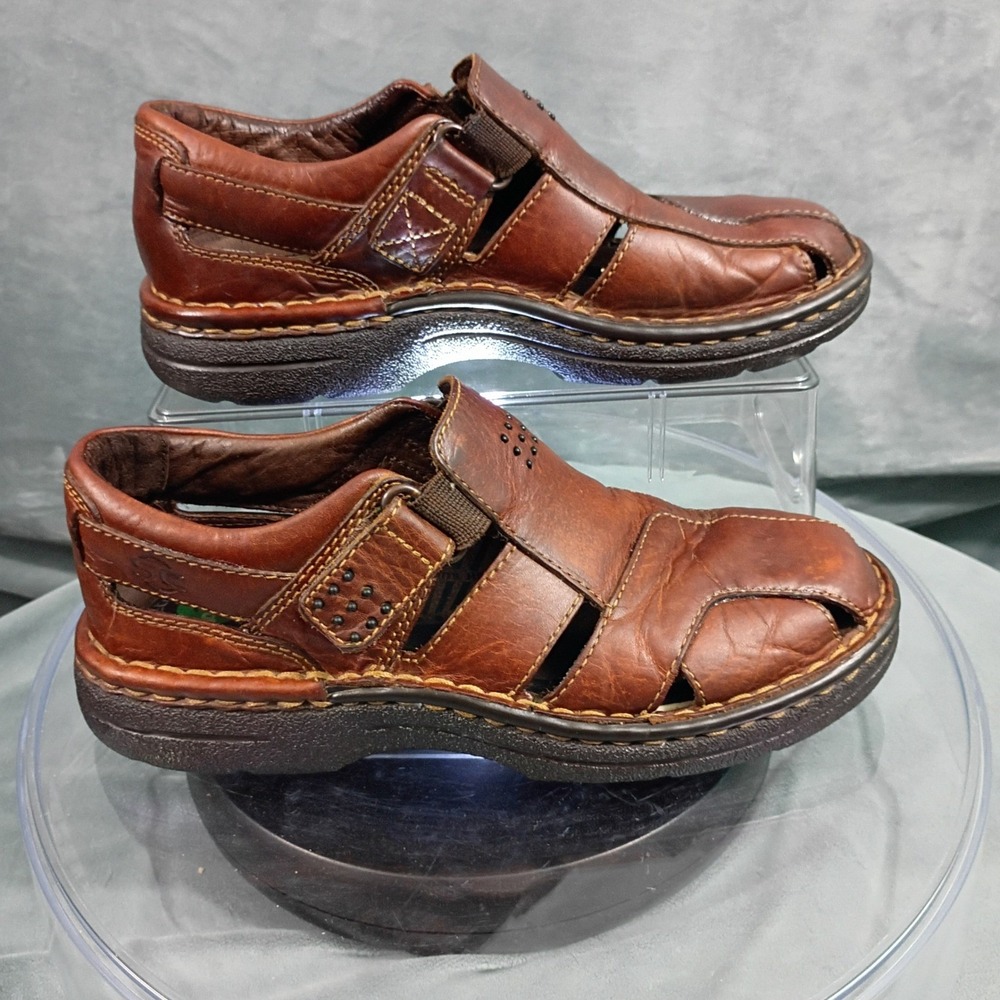 Streetcars Mens Brown Leather Fisherman Sandals Hook Loop Comfort Shoes 8M